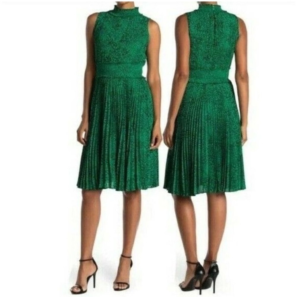 NWT Nanette Lepore Shamrock Green Black Cheetah print dress. Size 6